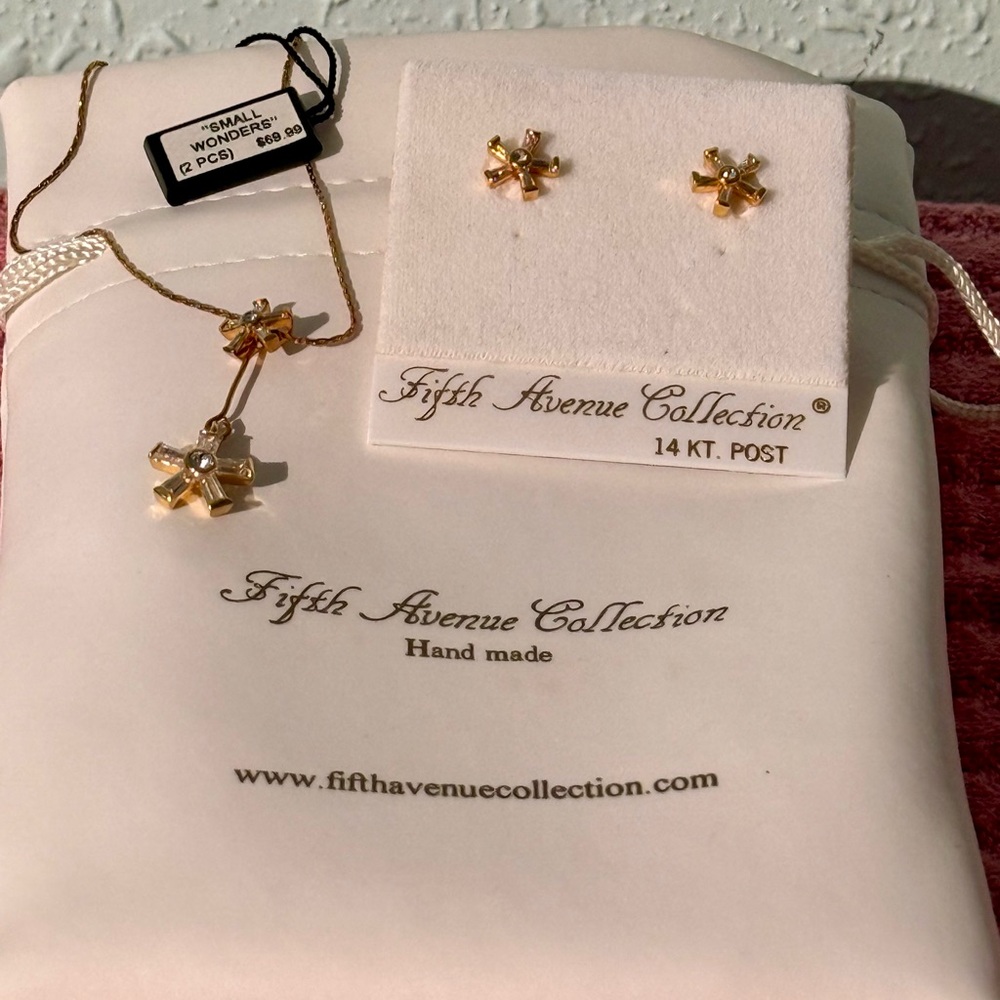 Fifth Avenue Collection Gold Necklace and Earrings